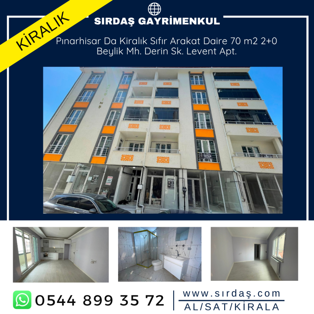 Pınarhisar Da Kiralık Sıfır Arakat Daire 70 m2 2+0 ve 1+0