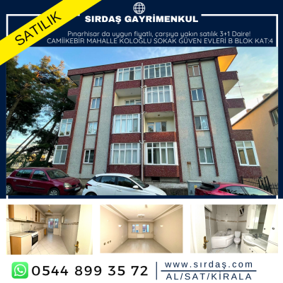 Pınarhisar da uygun fiyatlı, çarşıya yakın satılık 3+1 Daire!